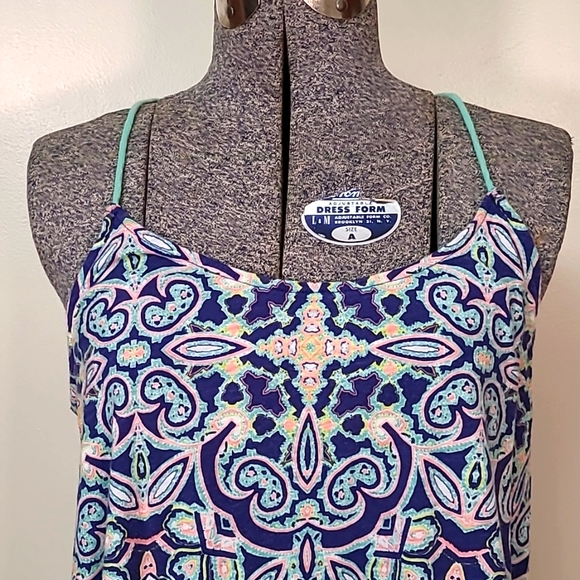 Meadow Rue Womens Top Anthropologie Nuria Blue Paisley Swing Tank Blouse Size M - Picture 2 of 9